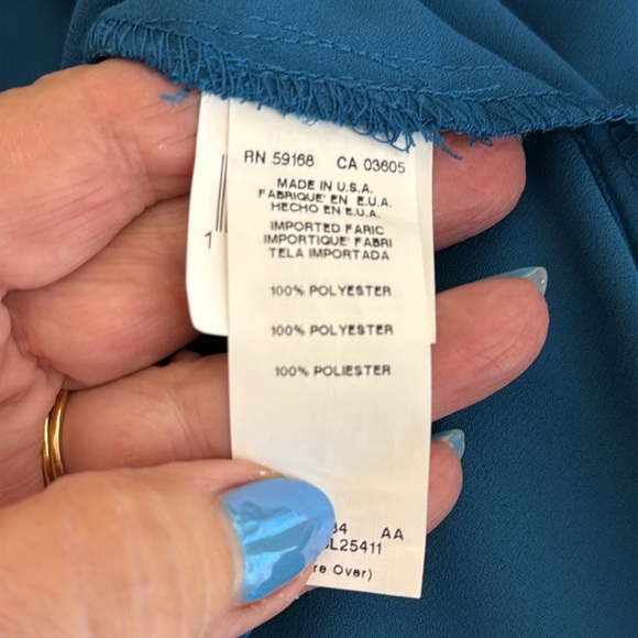 Karen Kane Teal Blue Blouse - Picture 9 of 9